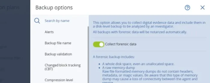 Acronis Forensic Backup