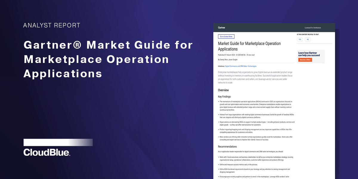 Gartner® Market Guide for Marketplace Operation Applications